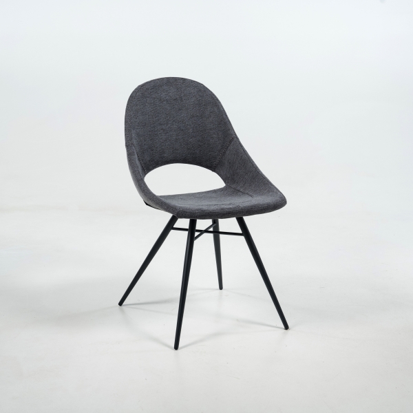 Chaise design avec coque ajourée en tissu - Isabelle 