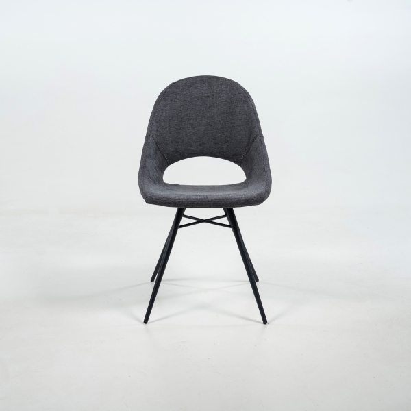 Chaise grise design avec coque ajourée en tissu - Isabelle - 2