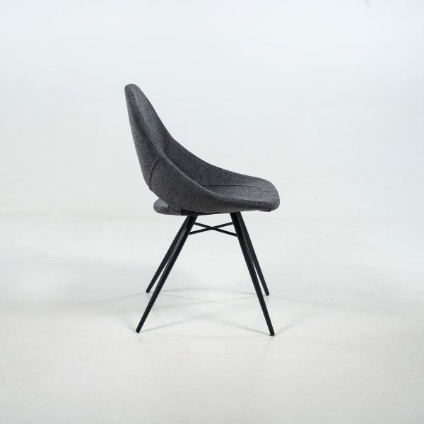 Chaise grise design avec coque ajourée en tissu - Isabelle - 3