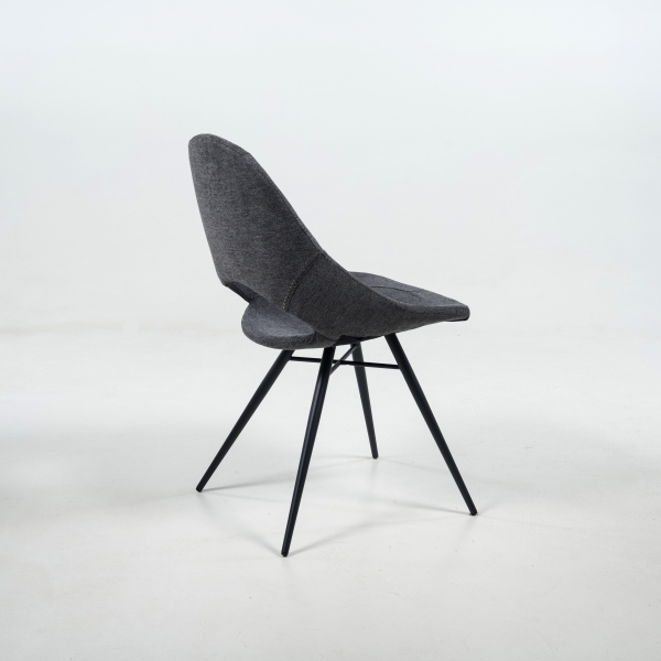 Chaise grise design avec coque ajourée en tissu - Isabelle - 5