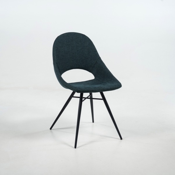 Chaise design verte avec coque ajourée en tissu - Isabelle - 6