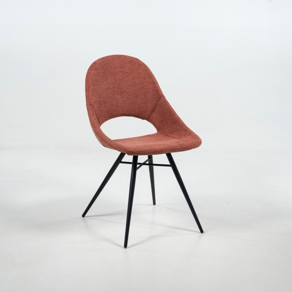 Chaise design avec coque ajourée en tissu rose - Isabelle - 7