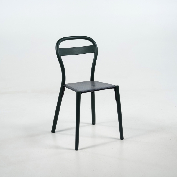 Chaise design italien empilable en polypropylène verte avec assise transparente - Griz - 2