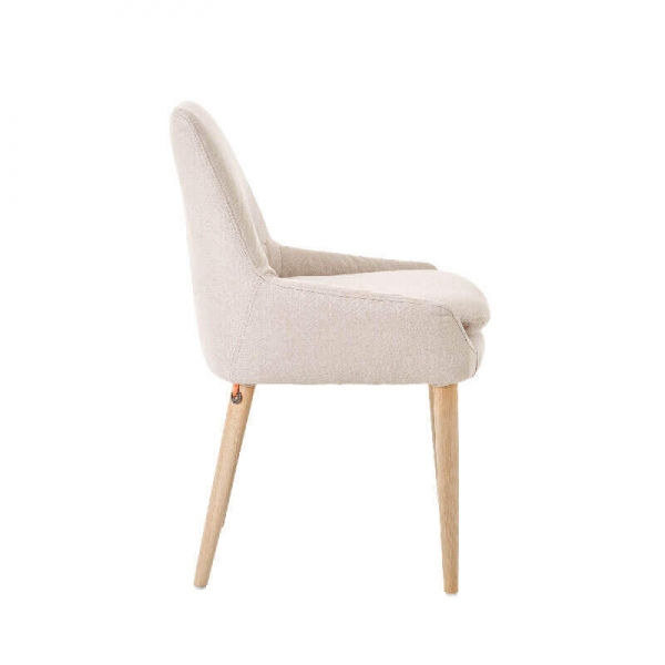 Chaise en tissu beige et pieds bois - Saga Mobitec® - 3