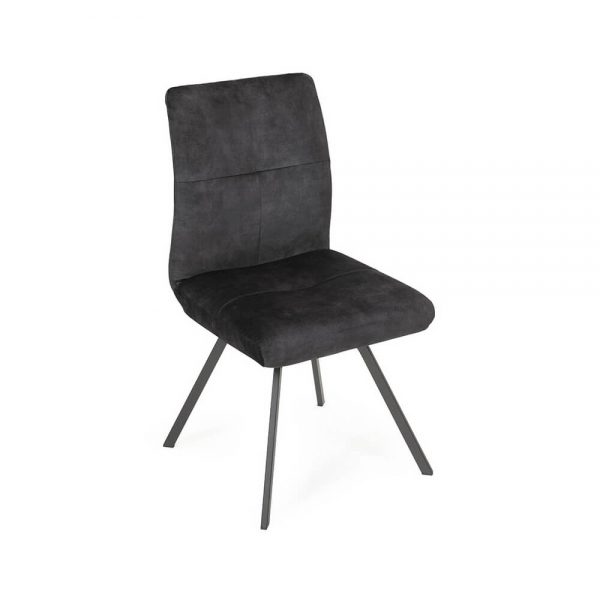 Chaise confortable moderne en tissu anthracite avec pieds en métal - Adèle  - 12