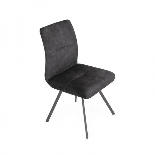 Chaise confortable moderne en tissu gris anthracite avec pieds en métal - Adèle  - 14
