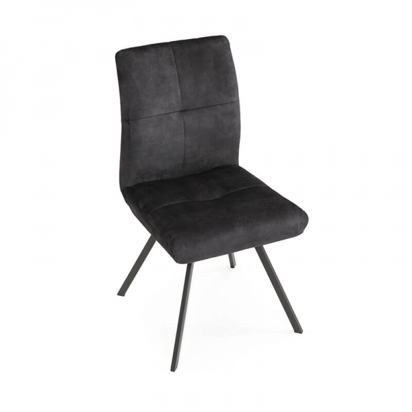 Chaise confortable en tissu anthracite avec pieds en métal - Adèle  - 15
