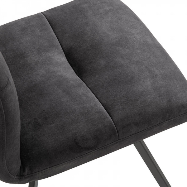 Chaise confortable en tissu gris anthracite avec pieds en métal noir - Adèle  - 17