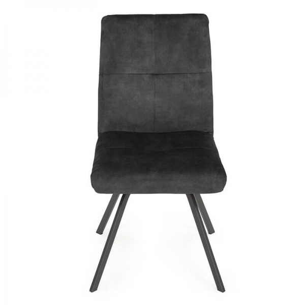 Chaise confortable en tissu gris avec pieds en métal noir - Adèle  - 18