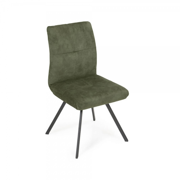 Chaise confortable moderne en tissu vert avec pieds en métal - Adèle  - 5