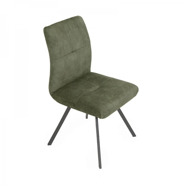 Chaise confortable moderne en tissu vert avec pieds en métal noir - Adèle  - 6