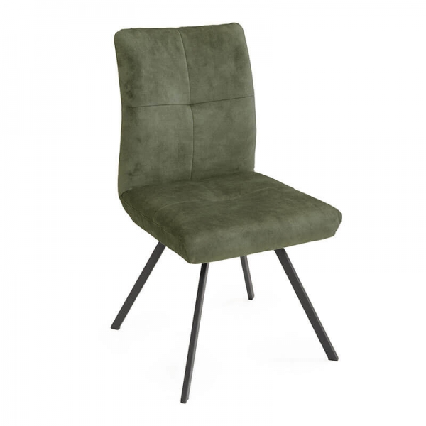 Chaise confortable en tissu vert avec pieds en métal - Adèle  - 7