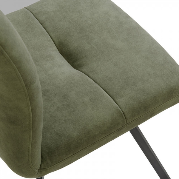 Chaise confortable en tissu vert avec pieds en métal noir - Adèle  - 9
