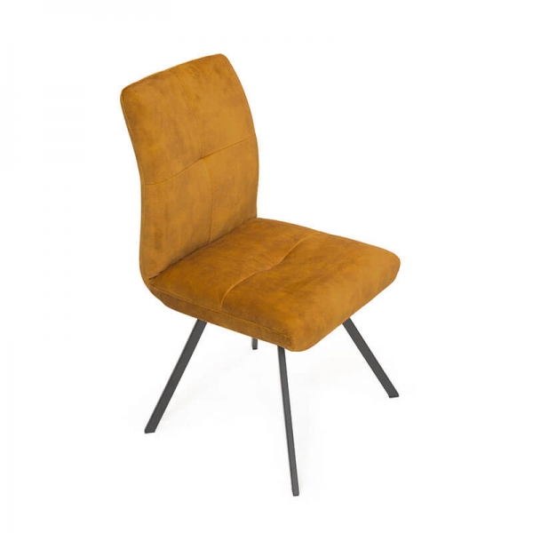 Chaise confortable en tissu moutarde avec pieds en métal - Adèle  - 21