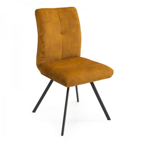 Chaise confortable moderne en tissu jaune avec pieds en métal - Adèle  - 19
