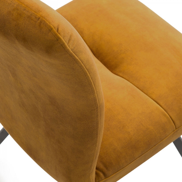 Chaise confortable en tissu jaune avec pieds en métal - Adèle  - 25
