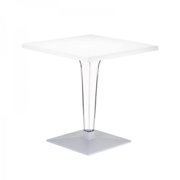 Table carrée blanche en polycarbonate et stratifié - Ice 8 - 8