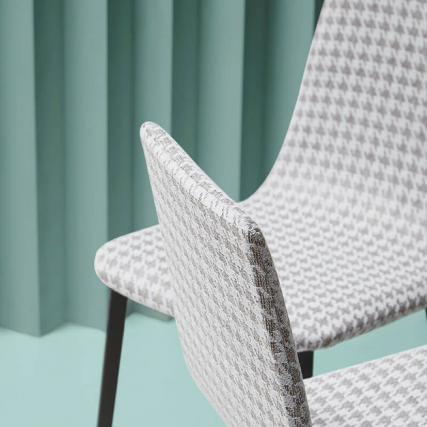 Chaise moderne avec coque tapissée motif pied-de-poule - Salt - 3