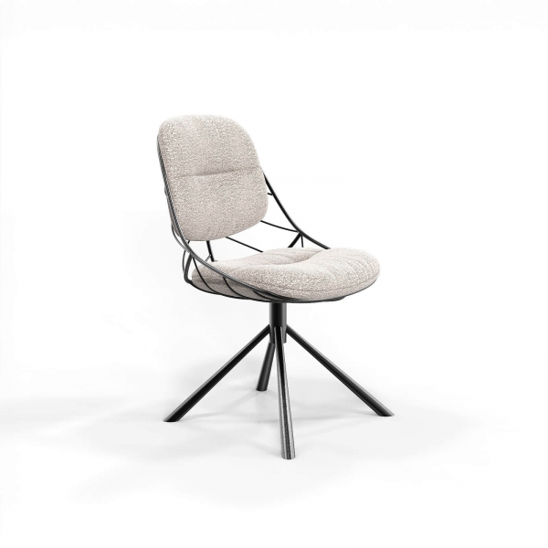 Chaise design confortable pivotante en tissu blanc - Pauline - 2