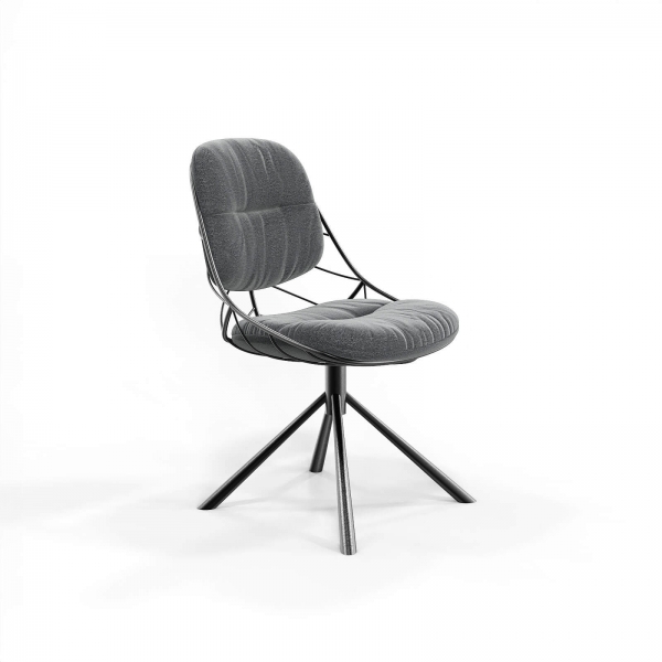 Chaise design confortable pivotante en tissu gris anthracite - Pauline - 3