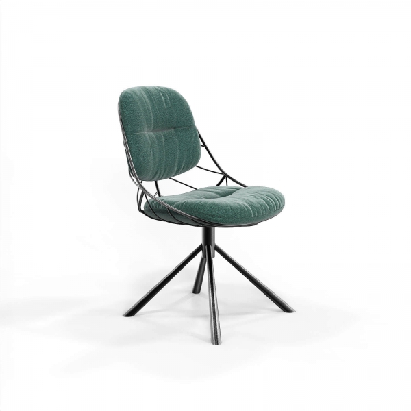 Chaise design confortable pivotante en tissu vert - Pauline - 4