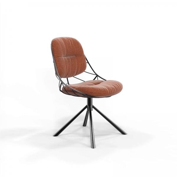 Chaise design confortable pivotante en tissu orange - Pauline - 5