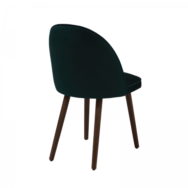 Chaise verte cosy en tissu avec pieds en bois et métal - Bistrot - 2