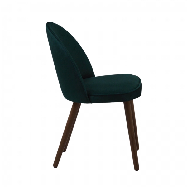 Chaise cosy en tissu coloris vert avec pieds en bois hêtre et métal - Bistrot - 3