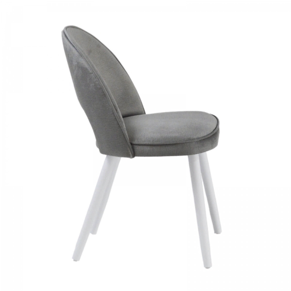 Chaise cosy avec dossier ajouré en tissu gris et pieds bois et métal - Bistrot - 2