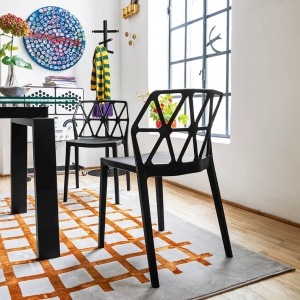 chaise design empilable en plastique polypropylène noir - Alchemia Connubia