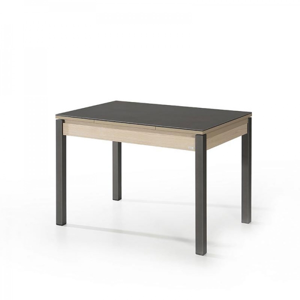 Petite table de cuisine extensible en céramique avec tiroir pieds métal - Iris - 3