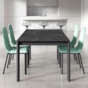 Table contemporaine extensible en céramique avec pieds en métal - Lotus