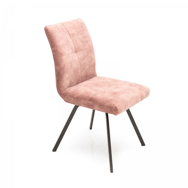 Chaise confortable en tissu vieux rose avec pieds en métal - Adèle  - 32