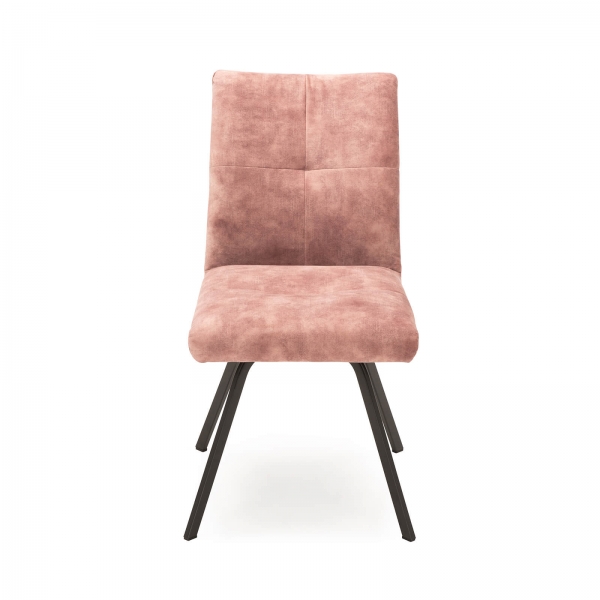 Chaise confortable moderne en tissu vieux rose avec pieds en métal - Adèle  - 33