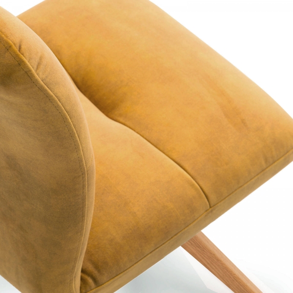  Chaise confortable en tissu jaune avec pieds bois naturel - Adèle - 5
