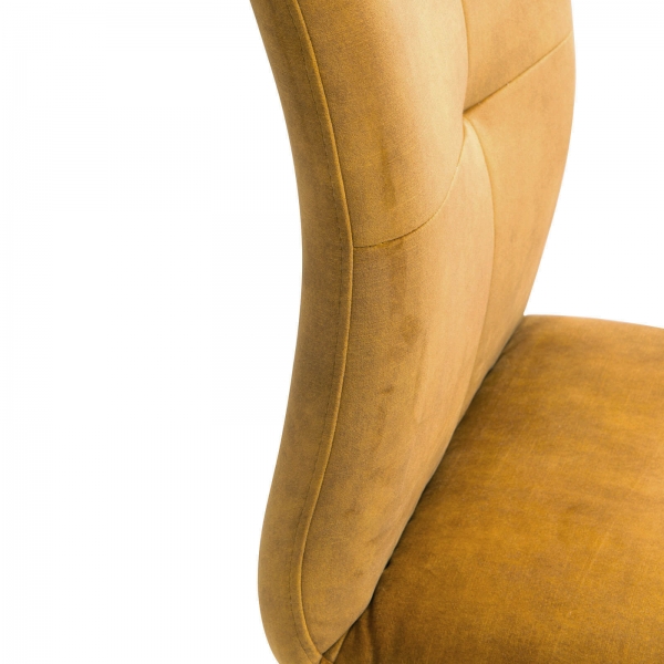  Chaise confortable en tissu jaune avec pieds bois naturel - Adèle - 6