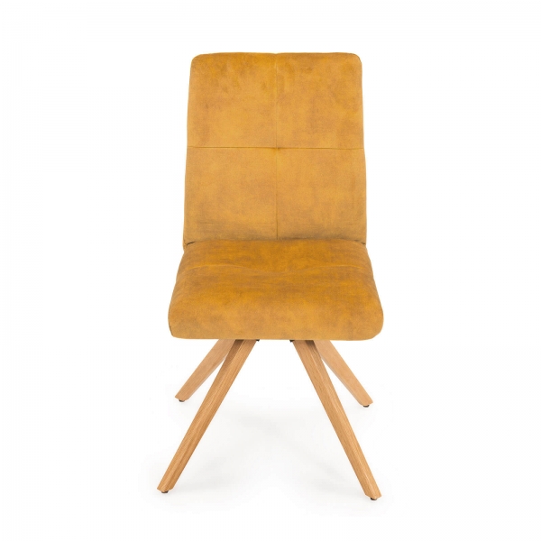  Chaise cocooning en tissu jaune avec pieds bois naturel - Adèle - 2