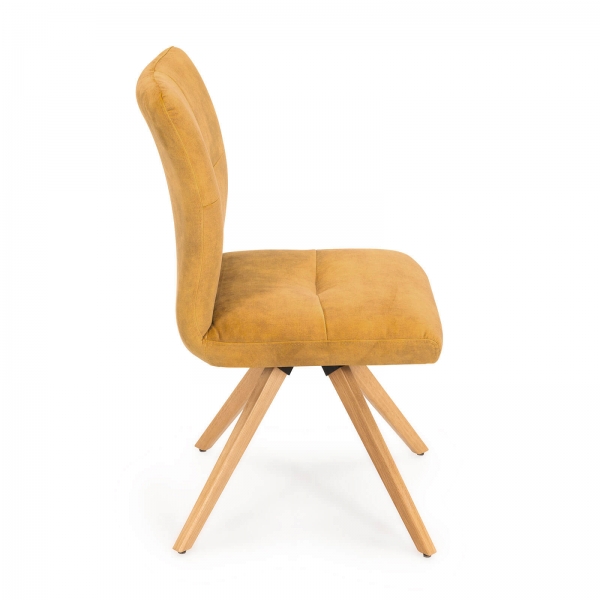  Chaise en tissu jaune avec pieds bois naturel - Adèle - 3