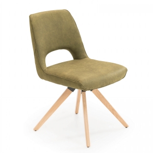 Chaise confortable en tissu avec pieds en bois massif naturel - Hortense
