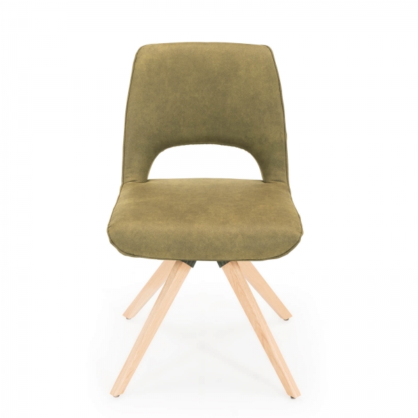 Chaise cosy en tissu avec pieds en bois massif naturel - Hortense - 7