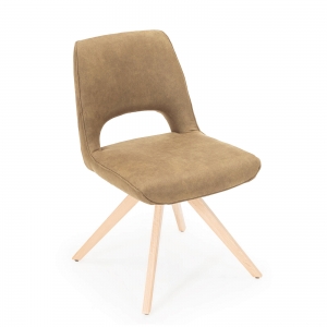 Chaise pivotante pour salle à manger avec pieds en bois naturel - Hortense
