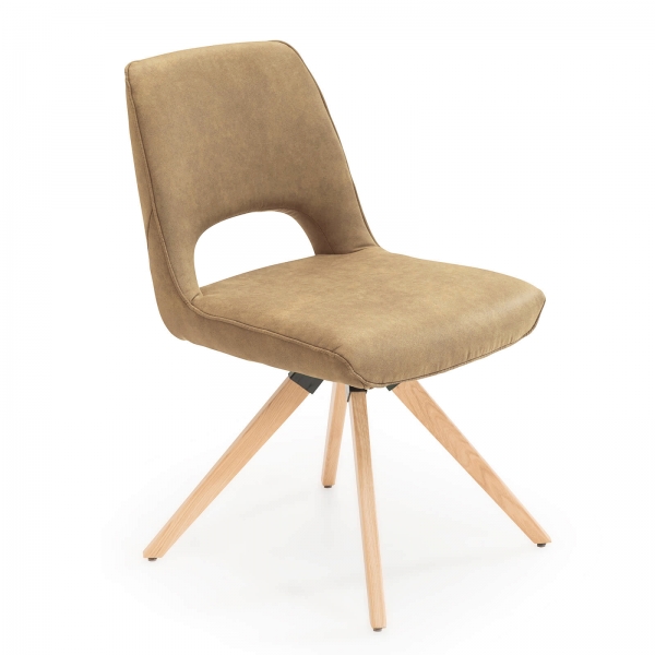 Chaise pivotante avec pieds en bois naturel - Hortense - 2
