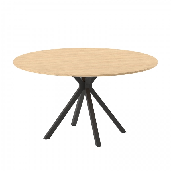 EP79 + ML81 - Table ronde style industriel en mélaminé et pieds en métal  - Onyx - 3