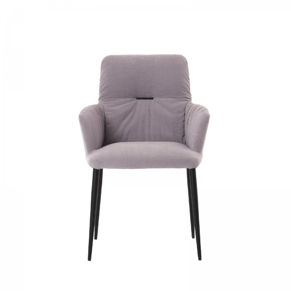 Chaise avec accoudoirs moderne tissu gris et pieds en métal noir - Aura Mobitec® - 2