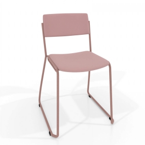 Chaise moderne rose avec pieds traîneau - Zoom