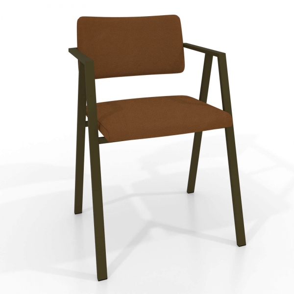 Chaise design en synthétique avec accoudoirs et pieds en métal - Bormio - 1