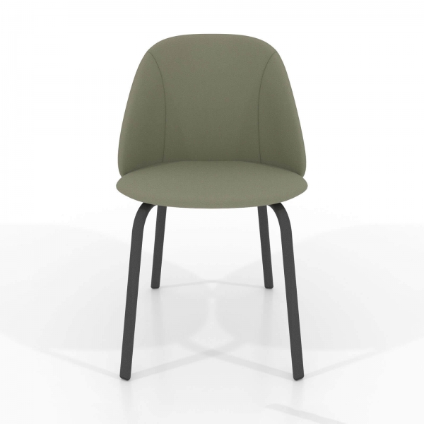 Chaise cosy verte en synthétique avec pieds métal - Sofia - 3