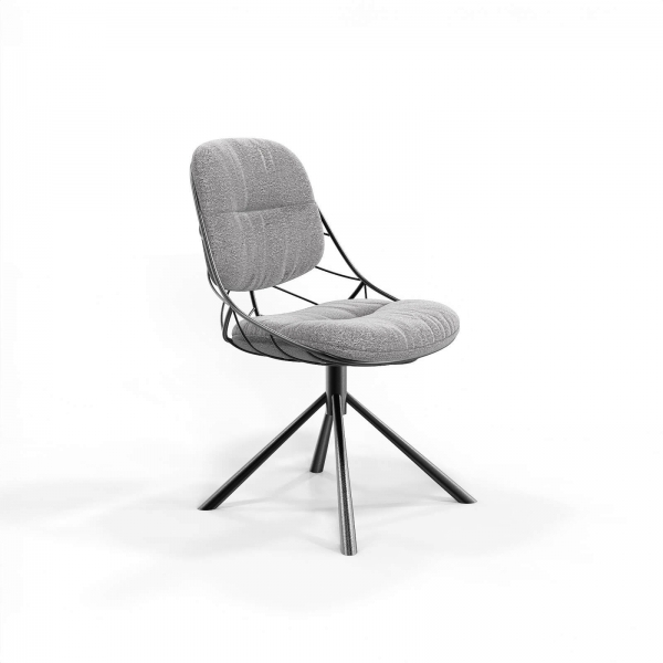 Chaise design confortable pivotante en tissu gris - Pauline - 6