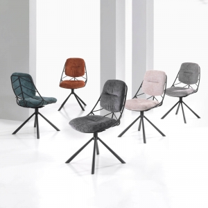 Chaise design confortable pivotante en tissu - Pauline