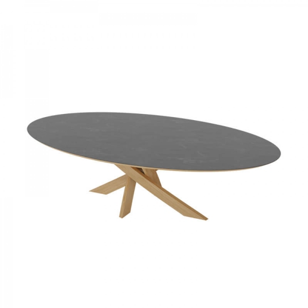 Table basse ovale en céramique et bois fabrication française - Elliptica  - 2